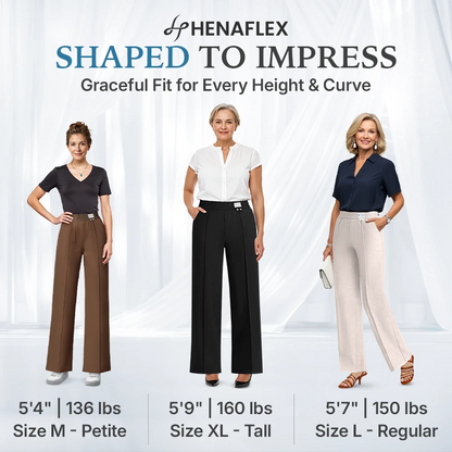 VersaSway - High Rise Elastic Waist Wide Leg Pants with Front Crease