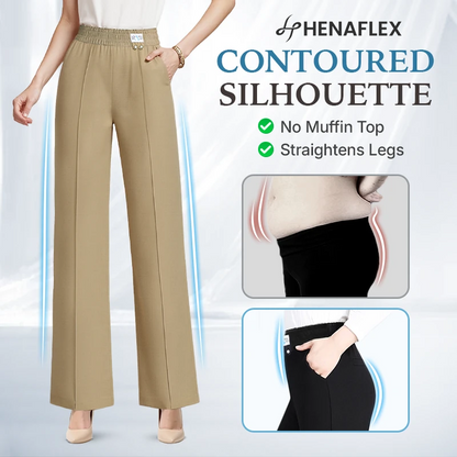 VersaSway - High Rise Elastic Waist Wide Leg Pants with Front Crease