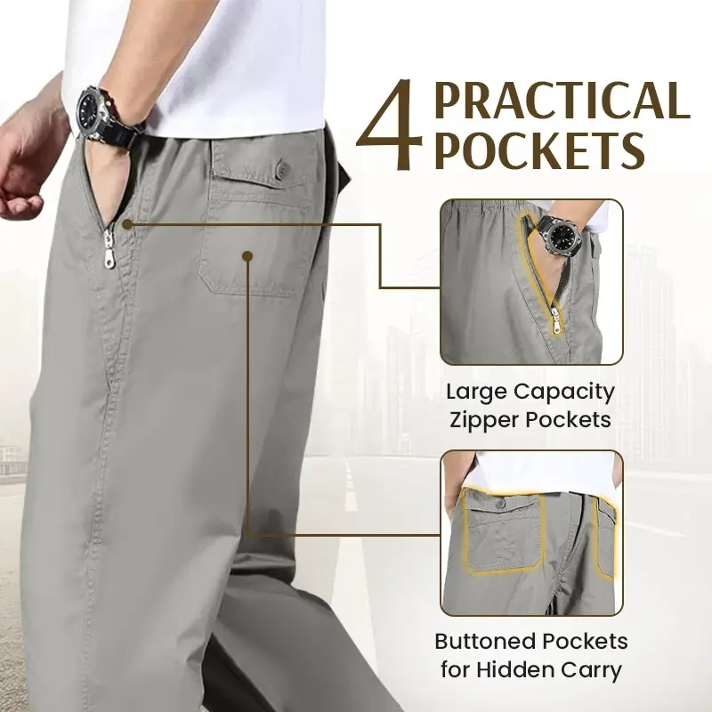 EaseTactic - Flex Fit Zipper-Pocket Durable Pants