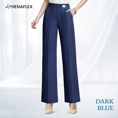 VersaSway - High Rise Elastic Waist Wide Leg Pants with Front Crease