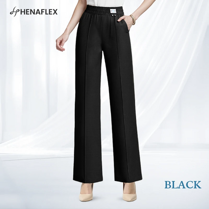 VersaSway - High Rise Elastic Waist Wide Leg Pants with Front Crease
