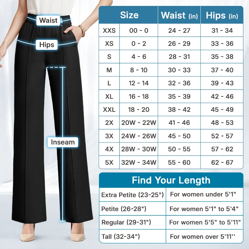 VersaSway - High Rise Elastic Waist Wide Leg Pants with Front Crease