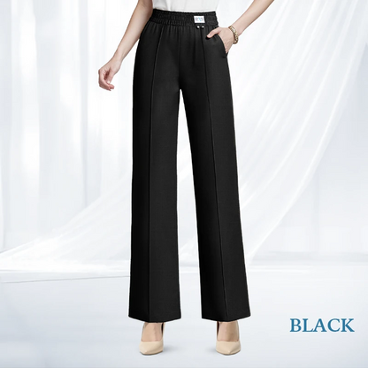 VersaSway - High Rise Elastic Waist Wide Leg Pants with Front Crease
