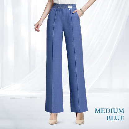 VersaSway - High Rise Elastic Waist Wide Leg Pants with Front Crease