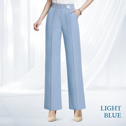 VersaSway - High Rise Elastic Waist Wide Leg Pants with Front Crease