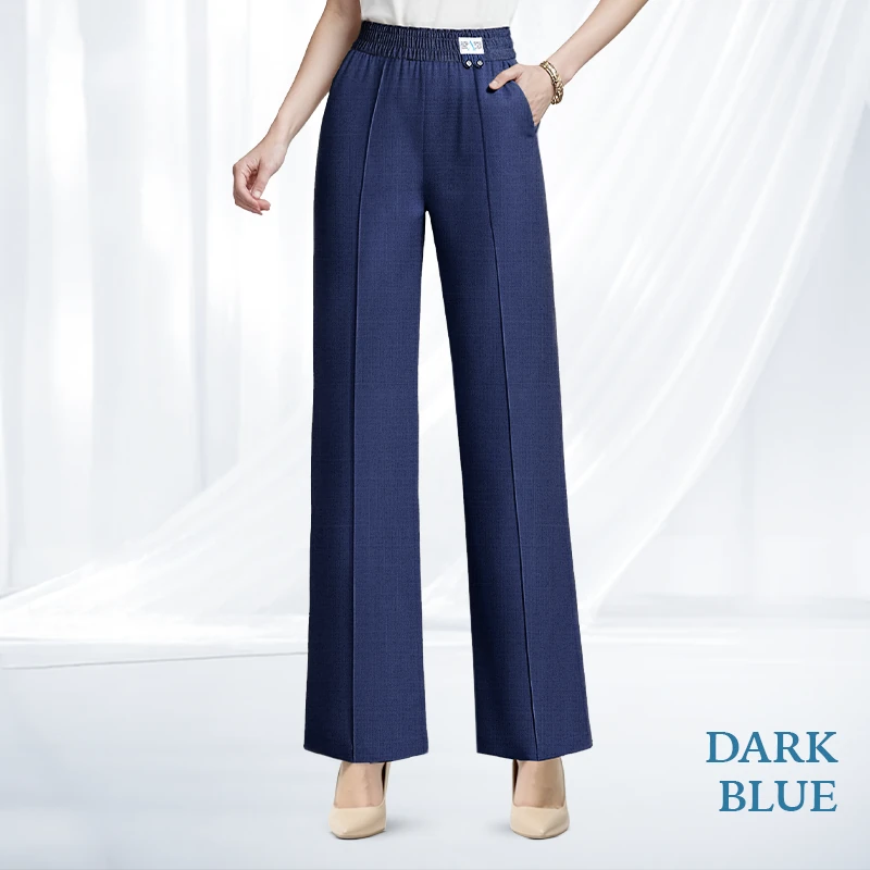 VersaSway - High Rise Elastic Waist Wide Leg Pants with Front Crease