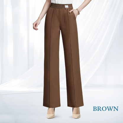 VersaSway - High Rise Elastic Waist Wide Leg Pants with Front Crease